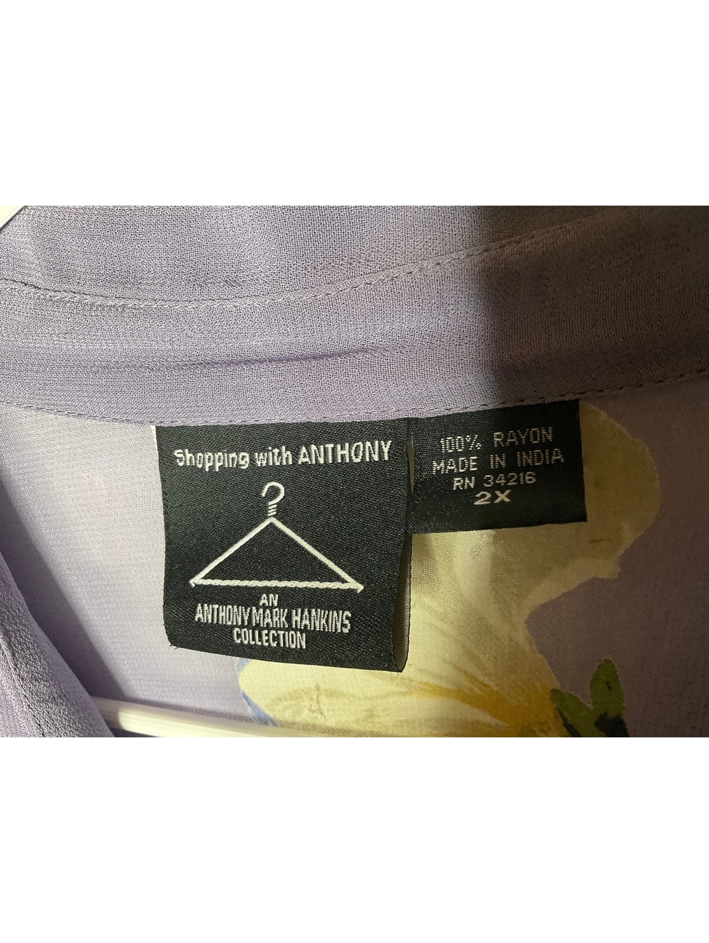 < Vintage Anthony Mark Hankins Purple Floral Sequin Embellished Button Up > - Picture 3 of 5